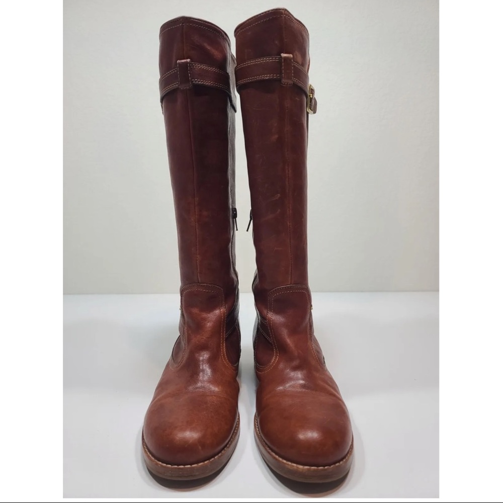Coach Whitley Brown Leather Knee High Buckle Zip Riding Boots Women Size 7 - Picture 4 of 9